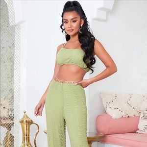 FASHION NOVA BRUNCH LIFE SAGE GREEN PANT SET NWOT